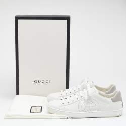 مملوكة مسبقًا Gucci White Leather Low Top Sneakers Size 36