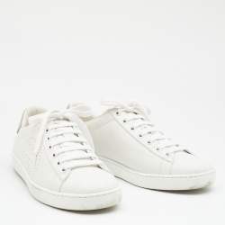 مملوكة مسبقًا Gucci White Leather Low Top Sneakers Size 36