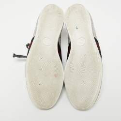 Gucci Metallic Silver Glitter  Bambi Web Detail Studded Low Top Sneakers Size 39