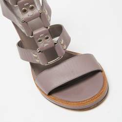 Gucci Mauve Leather Studded Gladiator Sandals Size 37.5