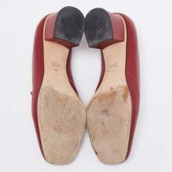 Pre Owned Gucci Burgundy Leather Horsebit Block Heel Pumps Size 40