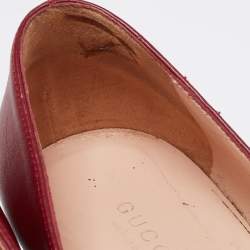 Pre Owned Gucci Burgundy Leather Horsebit Block Heel Pumps Size 40