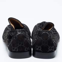 مملوكة مسبقًا حذاء لوفرز غوتشي سويدي جي جي أسود سليب أون مقاس 39.5