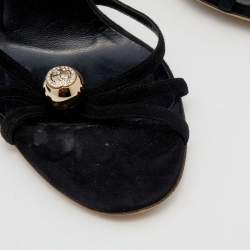 Gucci Black Suede GG Crystal Embellished Ankle Strap Sandals Size 39