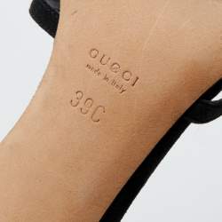 Gucci Black Suede GG Crystal Embellished Ankle Strap Sandals Size 39