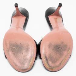 Pre Owned Gucci Black Leather Stitched Horsebit Slide Sandals Size 38.5