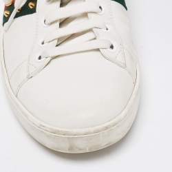 Pre Owned Gucci White Leather Studded Ace Low Top Sneakers Size 39.5 