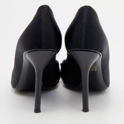 Pre Owned Gucci Black Satin Hollywood Horsebit Peep Toe Pumps Size 37