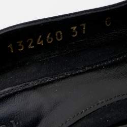 Pre Owned Gucci Black Satin Hollywood Horsebit Peep Toe Pumps Size 37