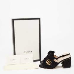 Gucci Black Suede GG Marmont Fringe Mules Size 35.5