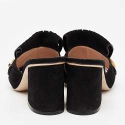 Gucci Black Suede GG Marmont Fringe Mules Size 35.5