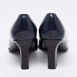 Gucci Midnight Blue Patent Leather Square-Toe Pumps Size 36.5