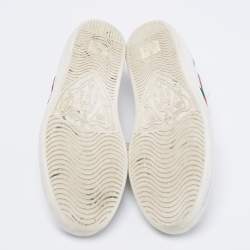 Gucci White Leather And Python Embossed Leather Web Ace Sneakers Size 37