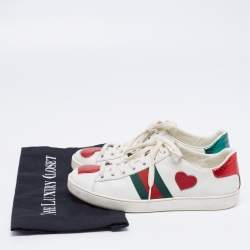 Gucci White Leather And Python Embossed Leather Web Ace Sneakers Size 37