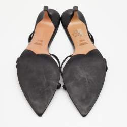 Pre Owned Gucci Black Leather Interlocking G Strappy Sandals Size 39