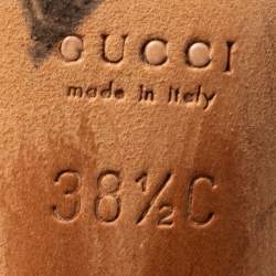 Pre Owned Gucci Brown Leather And GG Canvas Midcalf Boots Size 38.5