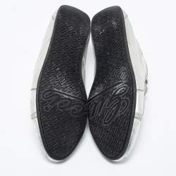 مملوكة مسبقًا Gucci Silver Leather Logo Low-Top Sneakers Size 40