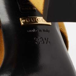 مملوكة مسبقًا Gucci Mustard Quilted Satin Crisscross Mules Size 38.5