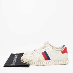 Pre Owned Gucci White Leather Pearl Studded Ace Low Top Sneakers Size 38