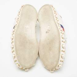 Pre Owned Gucci White Leather Pearl Studded Ace Low Top Sneakers Size 38