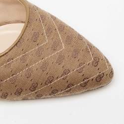 مملوكة مسبقًا Gucci Beige Canvas GG Slingback Pumps Size 40.5