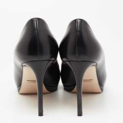 مملوكة مسبقًا حذاء كعب عالي غوتشي جلد أسود مزين بشعار هورسبيت مقاس39