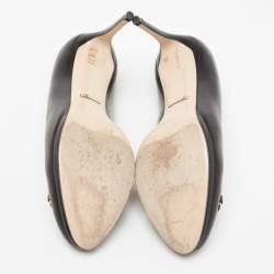 مملوكة مسبقًا حذاء كعب عالي غوتشي جلد أسود مزين بشعار هورسبيت مقاس39