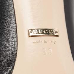 مملوكة مسبقًا حذاء كعب عالي غوتشي جلد أسود مزين بشعار هورسبيت مقاس39