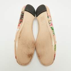 Pre Owned Gucci Multicolor Floral Print Leather Blooms Ballet Flats Size Size 40