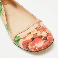 Pre Owned Gucci Multicolor Floral Print Leather Blooms Ballet Flats Size Size 40