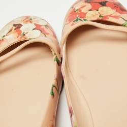 Pre Owned Gucci Multicolor Floral Print Leather Blooms Ballet Flats Size Size 40