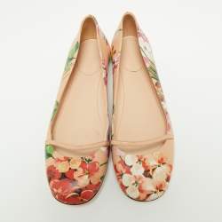 Pre Owned Gucci Multicolor Floral Print Leather Blooms Ballet Flats Size Size 40