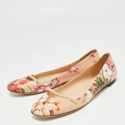 Pre Owned Gucci Multicolor Floral Print Leather Blooms Ballet Flats Size Size 40