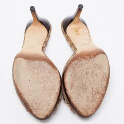 مملوكة مسبقًا Gucci Beige/Brown GG Canvas Horsebit Slide Sandals Size 39