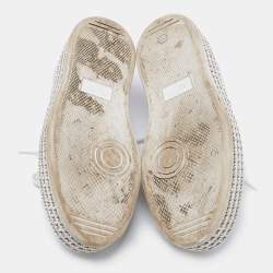 Pre Owned حذاء رياضي غوتشي ايس جلد أبيض مرصع كريستال رباط مقاس 36