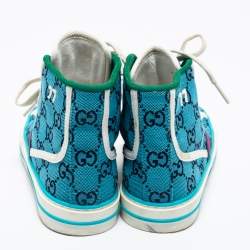 Gucci Blue GG Canvas Tennis High Top Sneakers Size 36.5