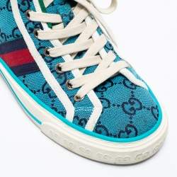 Gucci Blue GG Canvas Tennis High Top Sneakers Size 36.5