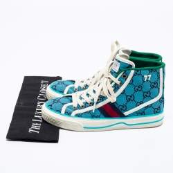 Gucci Blue GG Canvas Tennis High Top Sneakers Size 36.5