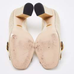 مملوكة مسبقًا Gucci Gold Crinkled Leather GG Marmont Fringed Block Heel Pumps Size 40
