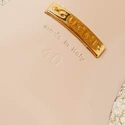 مملوكة مسبقًا Gucci Gold Crinkled Leather GG Marmont Fringed Block Heel Pumps Size 40