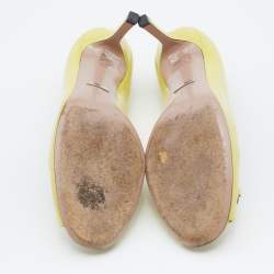 Pre Owned حذاء كعب عالي غوتشي جلد أصفر شعار هورسبيت مقاس38