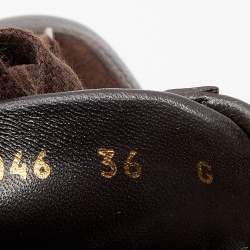 مملوكة مسبقًا حذاء رياضي غوتشي جلد وسويدي بني داكن عنق منخفض مقاس 36