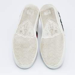 Pre Owned حذاء رياضي غوتشي ايس جلد أبيض مطرز مورد عنق منخفض مقاس 37.5