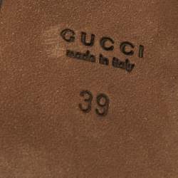 Gucci Brown Leather 'Inga' T-Strap Sandals Size 39