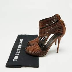 Gucci Brown Leather 'Inga' T-Strap Sandals Size 39
