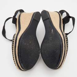 Pre Owned صندل غوتشي أليكسس سويدي أسود نعل سميك كعب روكي مقاس 38.5