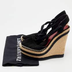 Pre Owned صندل غوتشي أليكسس سويدي أسود نعل سميك كعب روكي مقاس 38.5