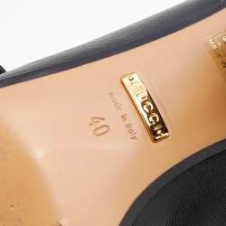 Pre Owned Gucci Black Leather Faux Pearl Embellished Collapsible Heel Counter Loafer Pumps Size 40