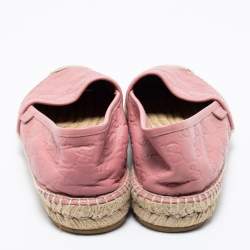 Pre Owned Gucci Pink Guccissima Leather Espadrille Flats Size 41