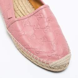 Pre Owned Gucci Pink Guccissima Leather Espadrille Flats Size 41